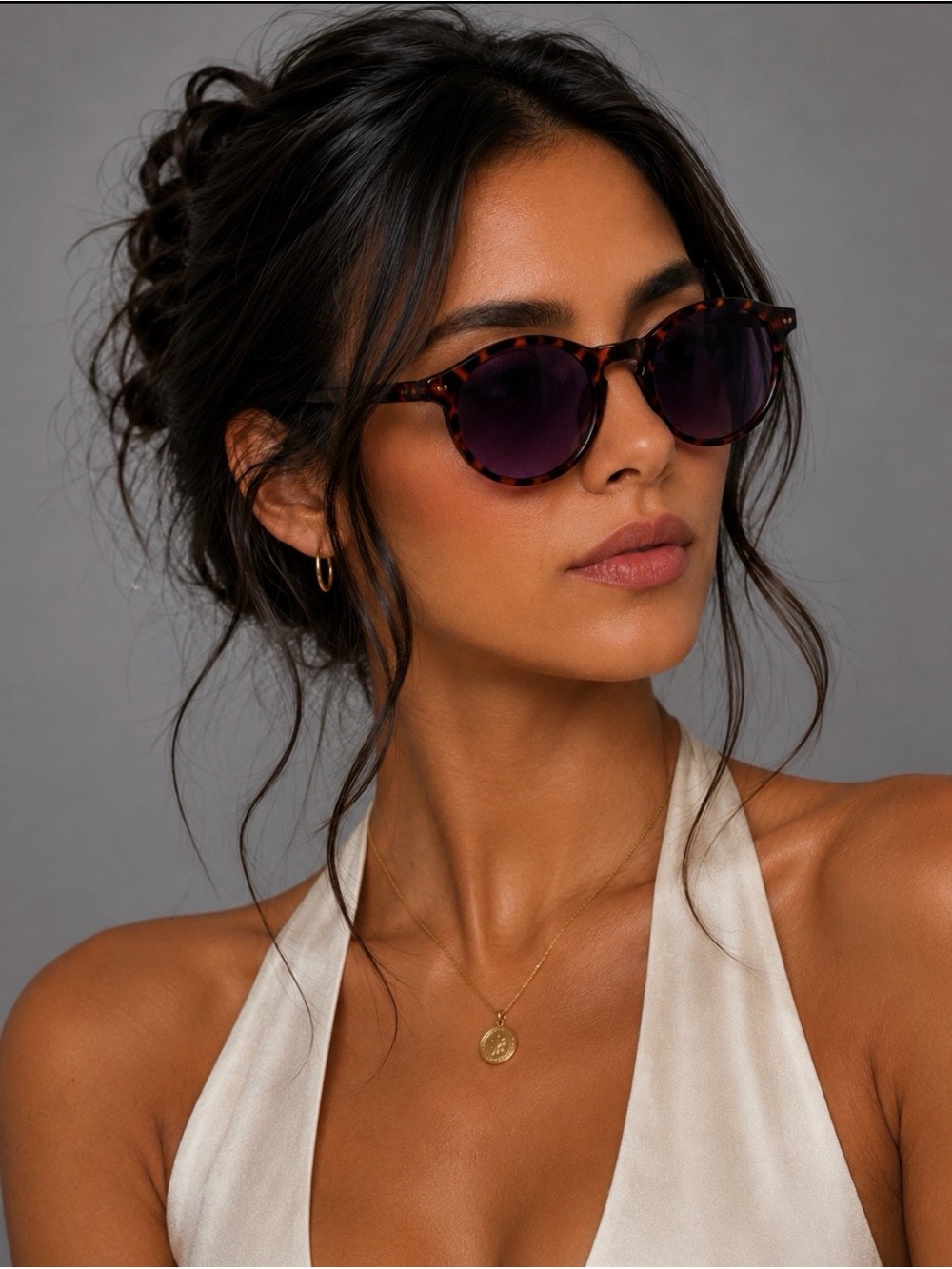 Tortoise Shell Sunglasses with Purple Lenses